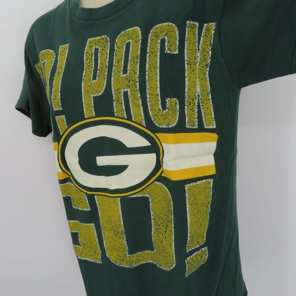 NFL Unisex Adult Small Green Bay Packers Go Pack Go Logo Crew Neck Tee Shirt Top - Picture 4 of 9